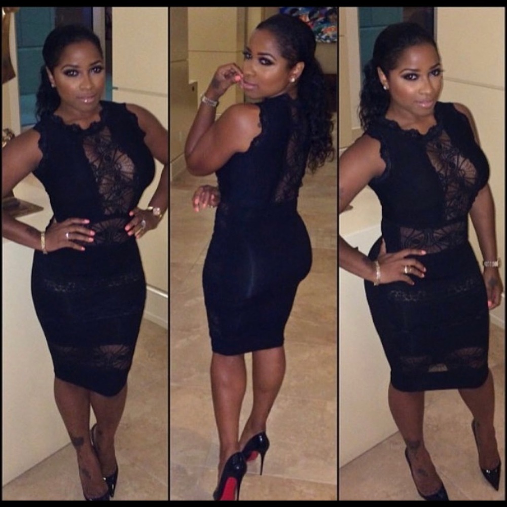 Size Large Sexy Black Lace Mesh Dress
